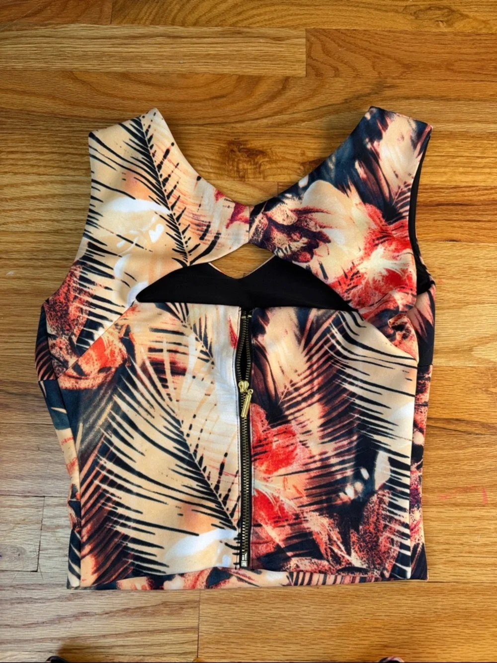 Floral Palm Print A-Line Skirt and Top matching set in Peach & Navy by GUESS.